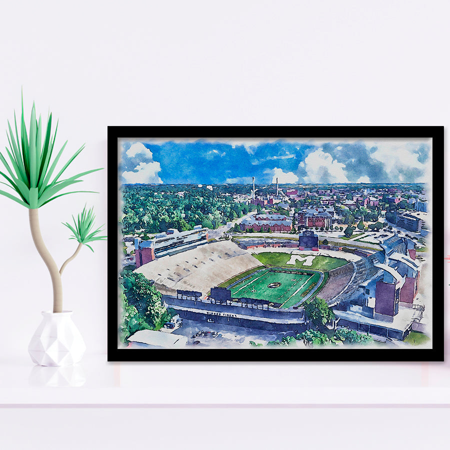 Faurot Field WaterColor Framed Art Prints, Columbia Missouri Watercolor, Stadium Art Gifts