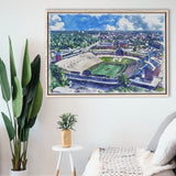 Faurot Field WaterColor Framed Canvas Prints, Columbia Missouri Watercolor, Stadium Art Gifts, Floating Frame