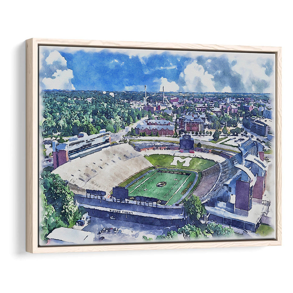 Faurot Field WaterColor Framed Canvas Prints, Columbia Missouri Watercolor, Stadium Art Gifts, Floating Frame