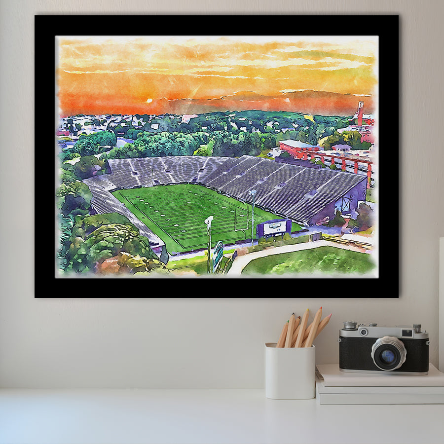 Fitton Field WaterColor Framed Art Prints, Worcester Massachusetts Watercolor, Stadium Art Gifts
