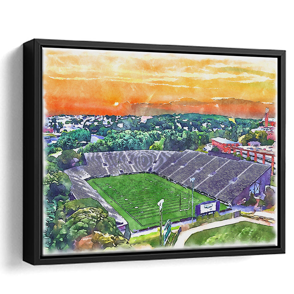 Fitton Field WaterColor Framed Canvas Prints, Worcester Massachusetts Watercolor, Stadium Art Gifts, Floating Frame