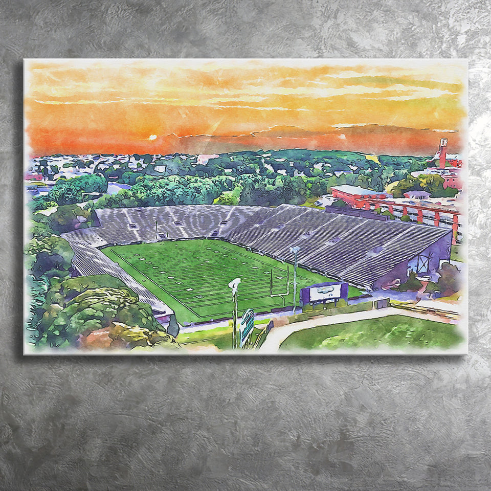 Fitton Field WaterColor Canvas Prints, Worcester Massachusetts Watercolor, Stadium Art Gifts