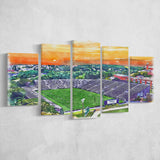 Fitton Field WaterColor 5 Panels Mix Canvas Prints, Worcester Massachusetts Watercolor, Large Stadium Canvas