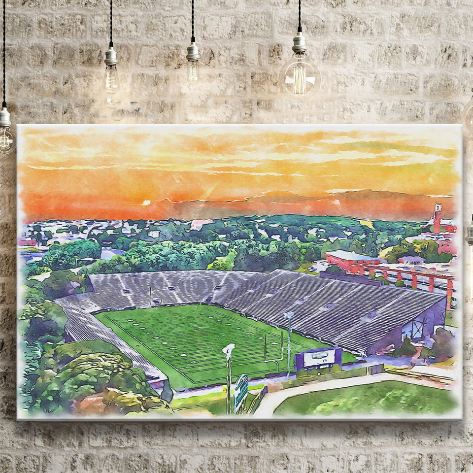 Fitton Field WaterColor Canvas Prints, Worcester Massachusetts Watercolor, Stadium Art Gifts