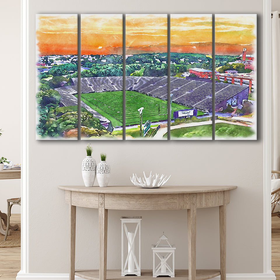 Fitton Field WaterColor 5 Panels B Mixed Canvas Prints, Extra Large, Worcester Massachusetts Watercolor