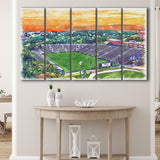 Fitton Field WaterColor 5 Panels B Mixed Canvas Prints, Extra Large, Worcester Massachusetts Watercolor