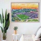 Fitton Field WaterColor Framed Canvas Prints, Worcester Massachusetts Watercolor, Stadium Art Gifts, Floating Frame