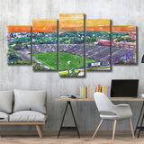 Fitton Field WaterColor 5 Panels Mix Canvas Prints, Worcester Massachusetts Watercolor, Large Stadium Canvas