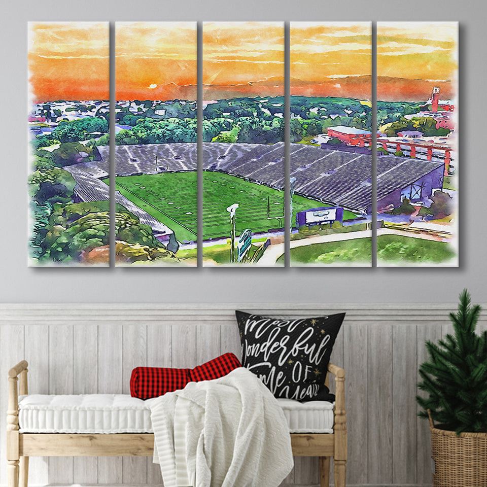 Fitton Field WaterColor 5 Panels B Mixed Canvas Prints, Extra Large, Worcester Massachusetts Watercolor