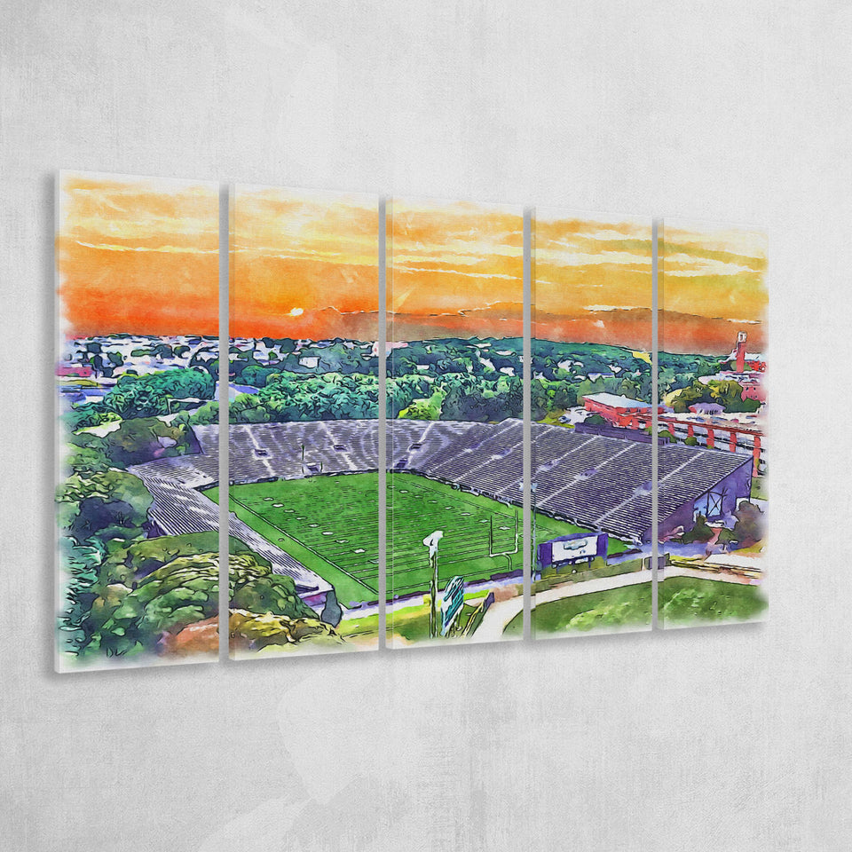Fitton Field WaterColor 5 Panels B Mixed Canvas Prints, Extra Large, Worcester Massachusetts Watercolor
