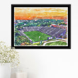 Fitton Field WaterColor Framed Canvas Prints, Worcester Massachusetts Watercolor, Stadium Art Gifts, Floating Frame
