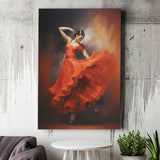 Flamenco Dancing Girl Wear A Red Dress, Canvas Painting, Canvas Prints Wall Art Decor