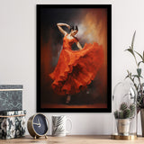 Flamenco Dancing Girl Wear A Red Dress, Framed Art Print Wall Decor, Framed Picture