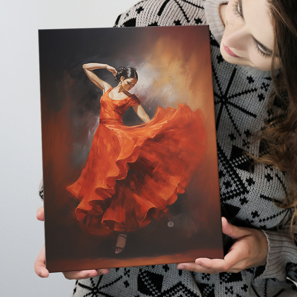 flamenco dancer in red dress painting Flamenco Dancer (Original Painting)