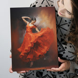 Flamenco Dancing Girl Wear A Red Dress, Canvas Painting, Canvas Prints Wall Art Decor