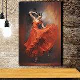 Flamenco Dancing Girl Wear A Red Dress, Canvas Painting, Canvas Prints Wall Art Decor