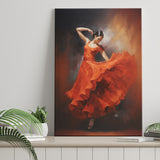 Flamenco Dancing Girl Wear A Red Dress, Canvas Painting, Canvas Prints Wall Art Decor