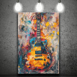 Flamimg Electric Guita Mixed Blue Yellow And Red, Canvas Prints Wall Art Home Decor, Painting Canvas Art