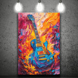 Flamimg Electric Guita Mixed Color Painting, Canvas Prints Wall Art Home Decor, Painting Canvas Art