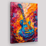 Flamimg Electric Guita Mixed Color Painting, Canvas Prints Wall Art Home Decor, Painting Canvas Art