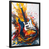 Flamimg Electric Guita Oil Painting, Framed Art Prints Wall Decor, Picture Framed Painting