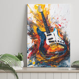 Flamimg Electric Guita Oil Painting, Canvas Prints Wall Art Home Decor, Painting Canvas Art