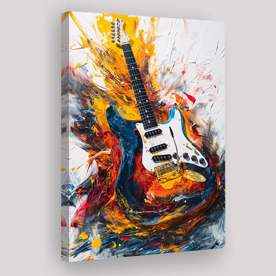 Flamimg Electric Guita Oil Painting, Canvas Prints Wall Art Home Decor, Painting Canvas Art