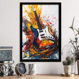 Flamimg Electric Guita Oil Painting, Framed Art Prints Wall Decor, Picture Framed Painting