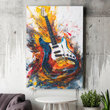Flamimg Electric Guita Oil Painting, Canvas Prints Wall Art Home Decor, Painting Canvas Art
