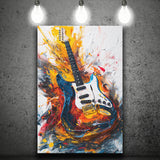 Flamimg Electric Guita Oil Painting, Canvas Prints Wall Art Home Decor, Painting Canvas Art