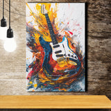 Flamimg Electric Guita Oil Painting, Canvas Prints Wall Art Home Decor, Painting Canvas Art