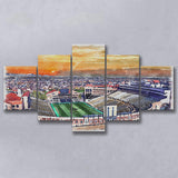 Folsom Field WaterColor 5 Panels Mix Canvas Prints, Boulder Colorado Watercolor, Large Stadium Canvas