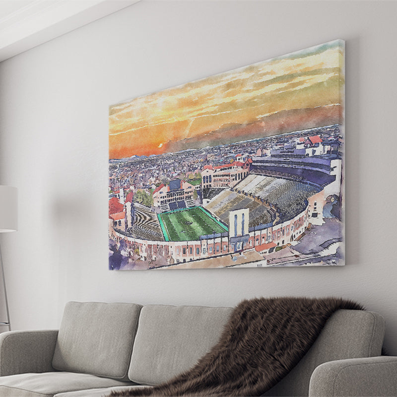 Folsom Field WaterColor Canvas Prints, Boulder Colorado Watercolor, Stadium Art Gifts