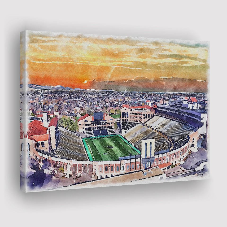 Folsom Field WaterColor Canvas Prints, Boulder Colorado Watercolor, Stadium Art Gifts