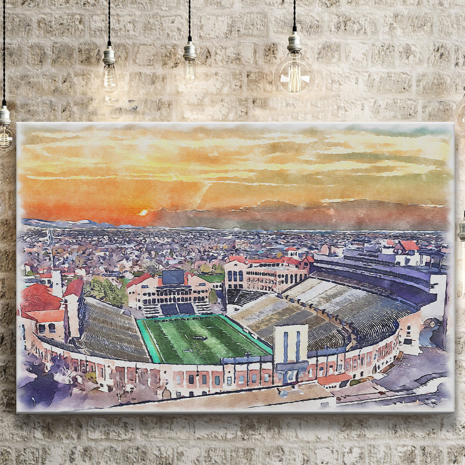 Folsom Field WaterColor Canvas Prints, Boulder Colorado Watercolor, Stadium Art Gifts