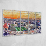 Folsom Field WaterColor 5 Panels B Mixed Canvas Prints, Extra Large, Boulder Colorado Watercolor