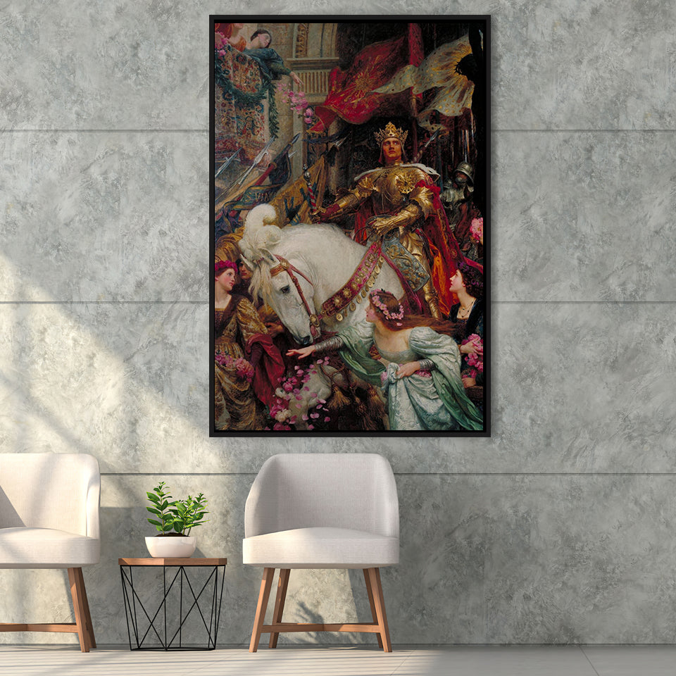 Frank Dicksee The Two Crowns Canvas Print,Museum Quality Wall Art,Framed Canvas Prints Wall Art Decor, Floating Frame
