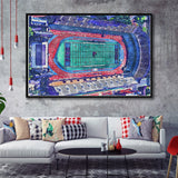 Franklin Field WaterColor Framed Canvas Prints, Philadelphia Pennsylvania Watercolor, Stadium Art Gifts, Floating Frame