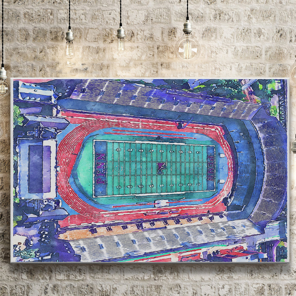 Franklin Field WaterColor Canvas Prints, Philadelphia Pennsylvania Watercolor, Stadium Art Gifts
