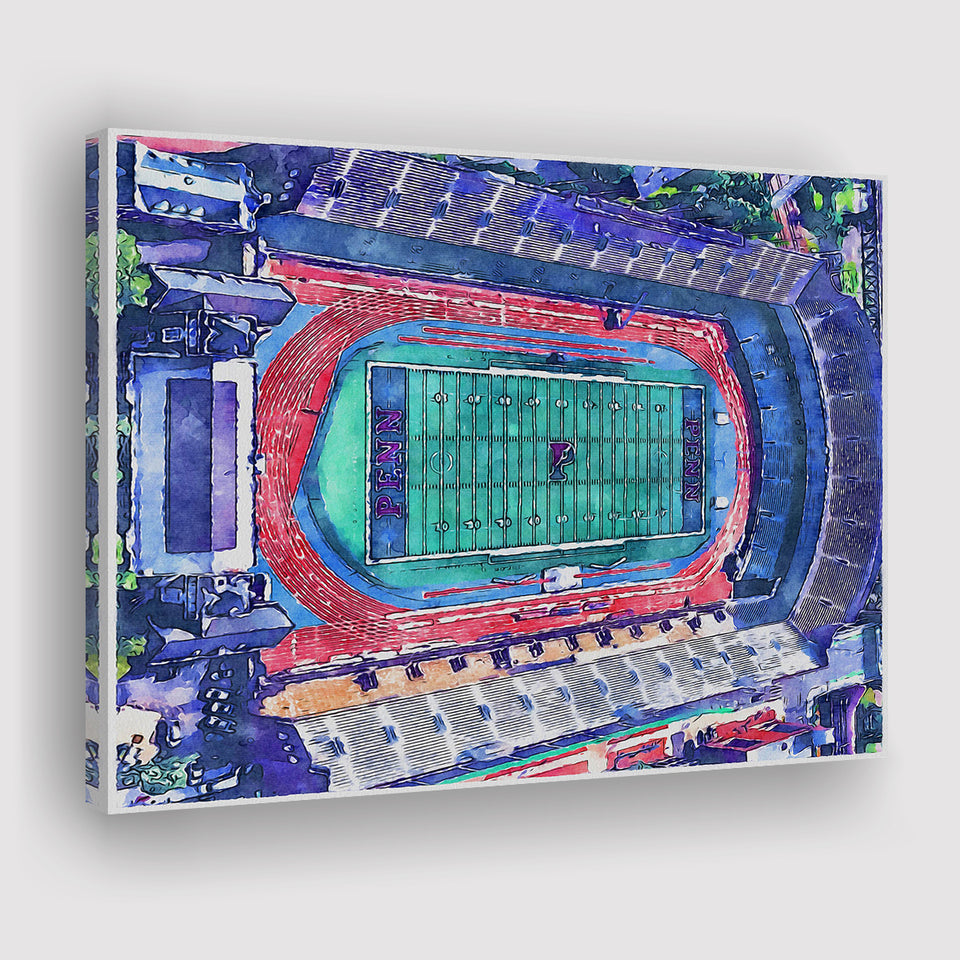 Franklin Field WaterColor Canvas Prints, Philadelphia Pennsylvania Watercolor, Stadium Art Gifts
