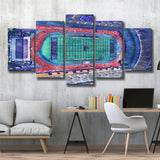 Franklin Field WaterColor 5 Panels Mix Canvas Prints, Philadelphia Pennsylvania Watercolor, Large Stadium Canvas