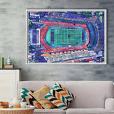 Franklin Field WaterColor Framed Canvas Prints, Philadelphia Pennsylvania Watercolor, Stadium Art Gifts, Floating Frame