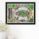 Fred C. Yager Stadium WaterColor Framed Canvas Prints, Oxford Ohio Watercolor, Stadium Art Gifts, Floating Frame