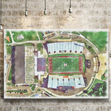 Fred C. Yager Stadium WaterColor Canvas Prints, Oxford Ohio Watercolor, Stadium Art Gifts
