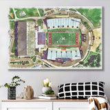 Fred C. Yager Stadium WaterColor Canvas Prints, Oxford Ohio Watercolor, Stadium Art Gifts