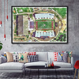 Fred C. Yager Stadium WaterColor Framed Canvas Prints, Oxford Ohio Watercolor, Stadium Art Gifts, Floating Frame