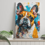 French Bulldog, Cute Dog Portrait Painting Colorful, Canvas Prints Wall Art Decor, Painting Canvas