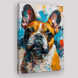 French Bulldog, Cute Dog Portrait Painting Colorful, Canvas Prints Wall Art Decor, Painting Canvas