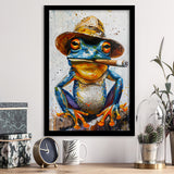 Frog Smoking Cigar Portrait, Unique Art, Framed Art Print Wall Decor, Framed Picture