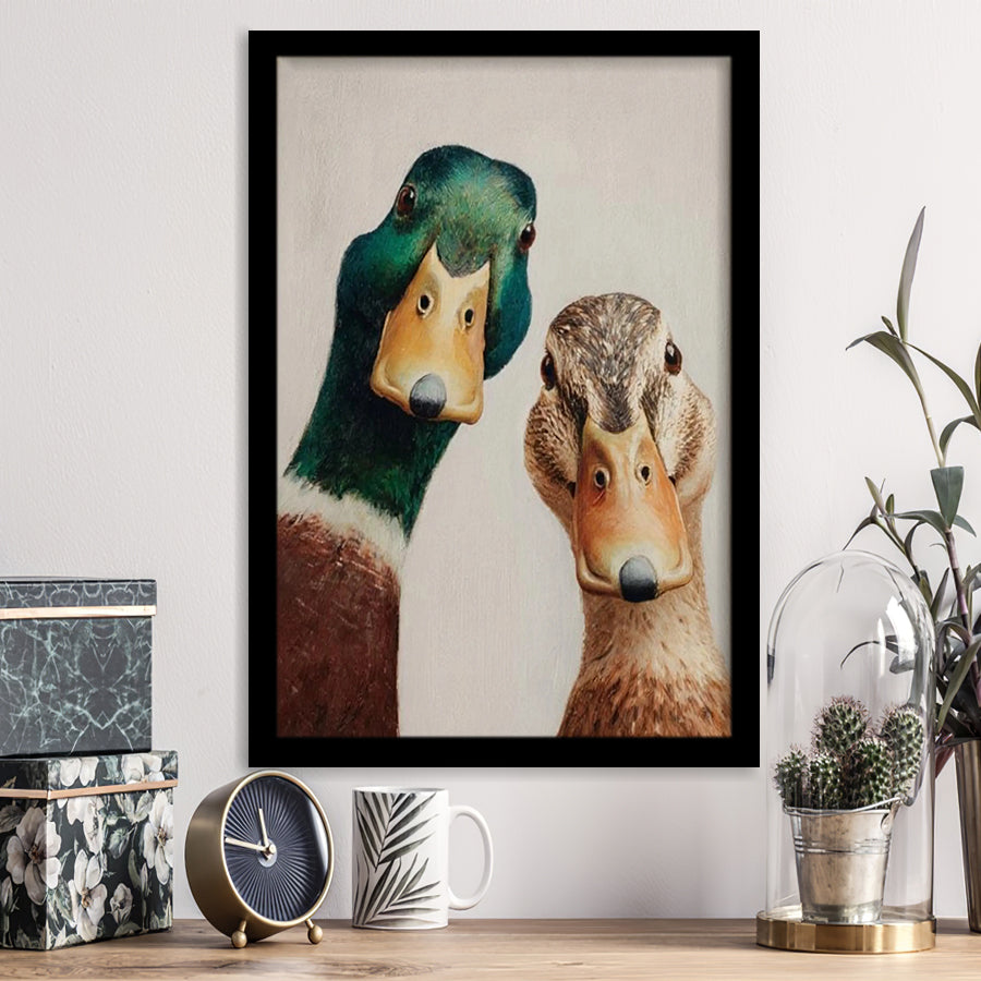 Funny Duck Art Print, Mallard Pair Portrait, Animal Wall Art, Funny Art, Framed Art Print, Fine Art Wall Decor